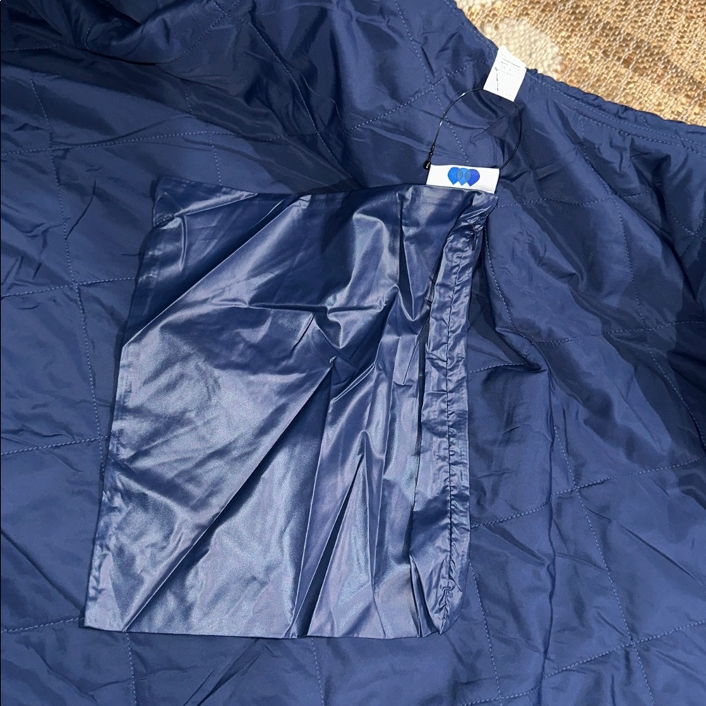 RAINRAPS Navy Quilted PufferRap Rain Jacket Packable Reversible Travel Coat - Picture 6 of 6